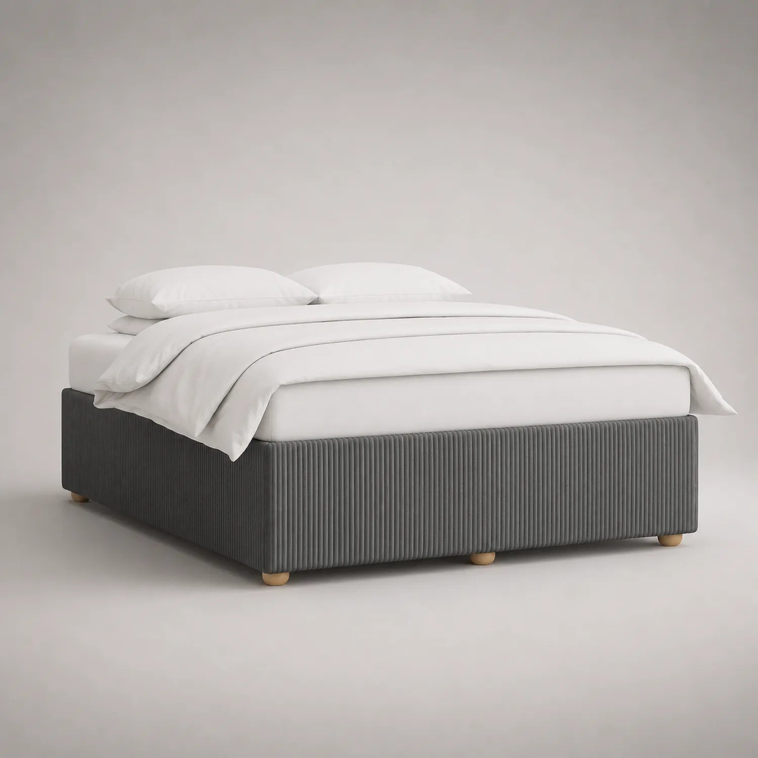 Stoffbett Doppelbett Holz 200x150 cm Grau
