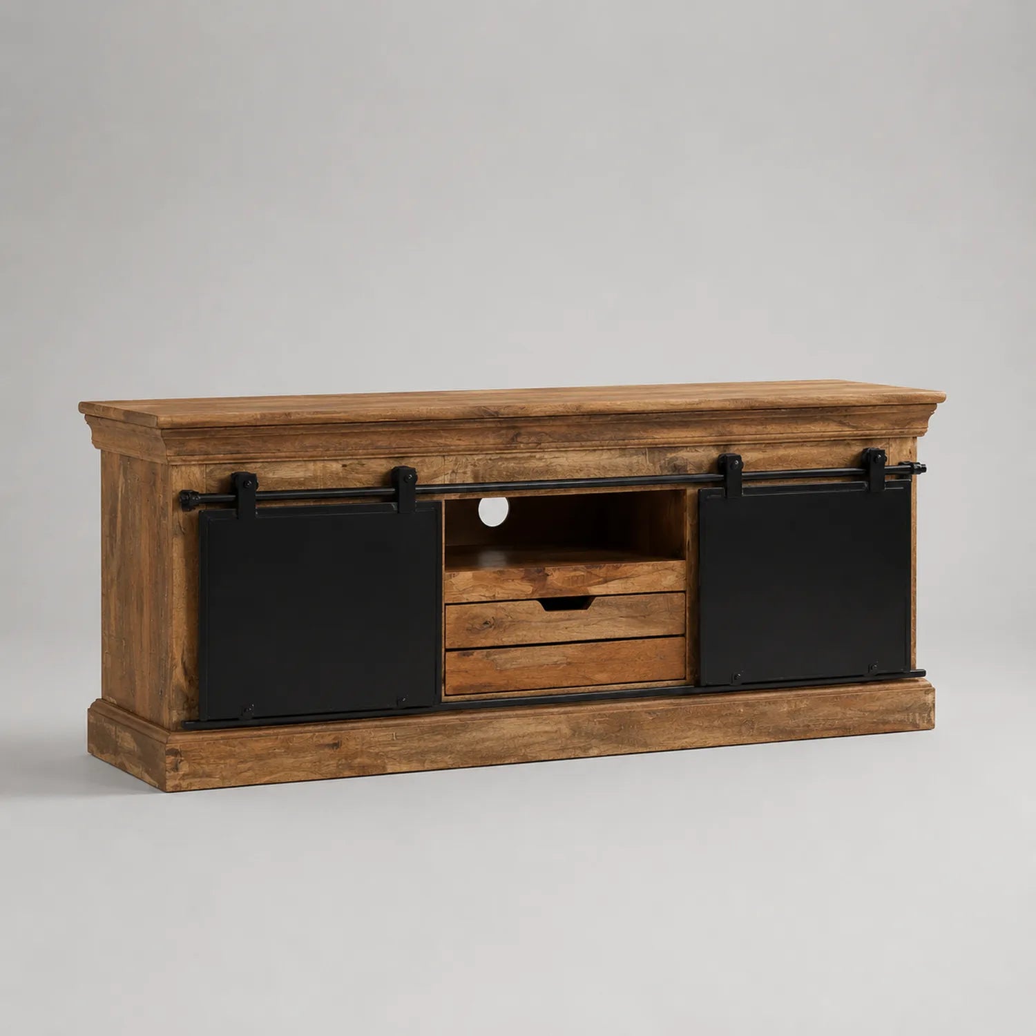 TV-Schrank aus Akazienholz mit Schiebetüren 150x45x55cm