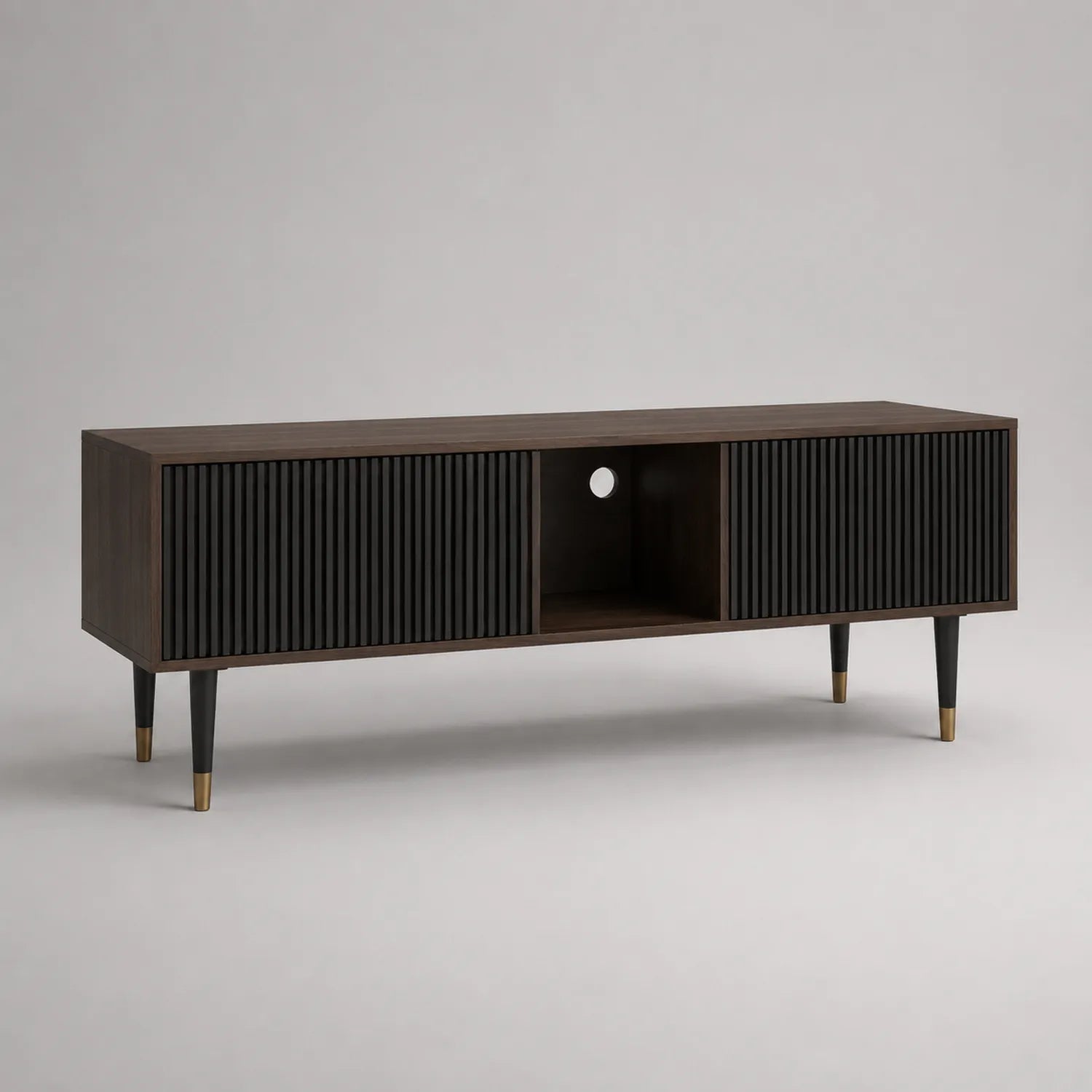 TV-Schrank Holz Dunkelbraun Schwarz 140x40x50cm