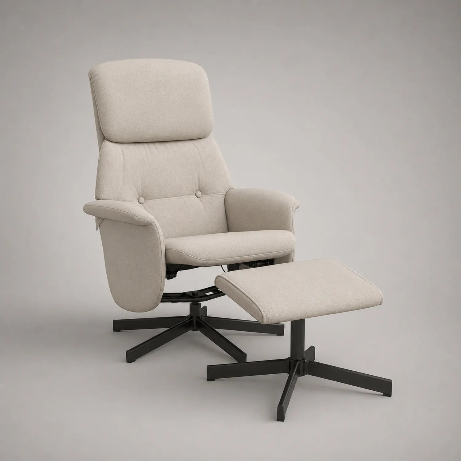 Polstersessel mit Hocker Set Beige Metall