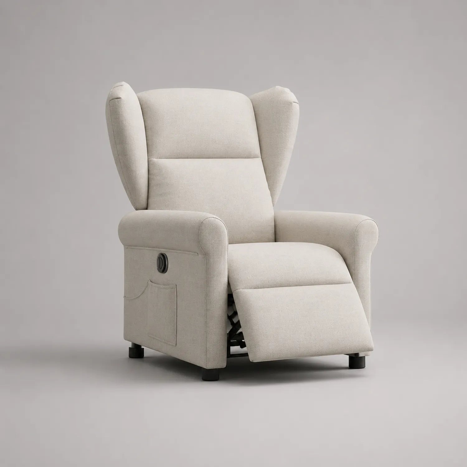 Liegesessel aus Leinenstoff, beige, verstellbar