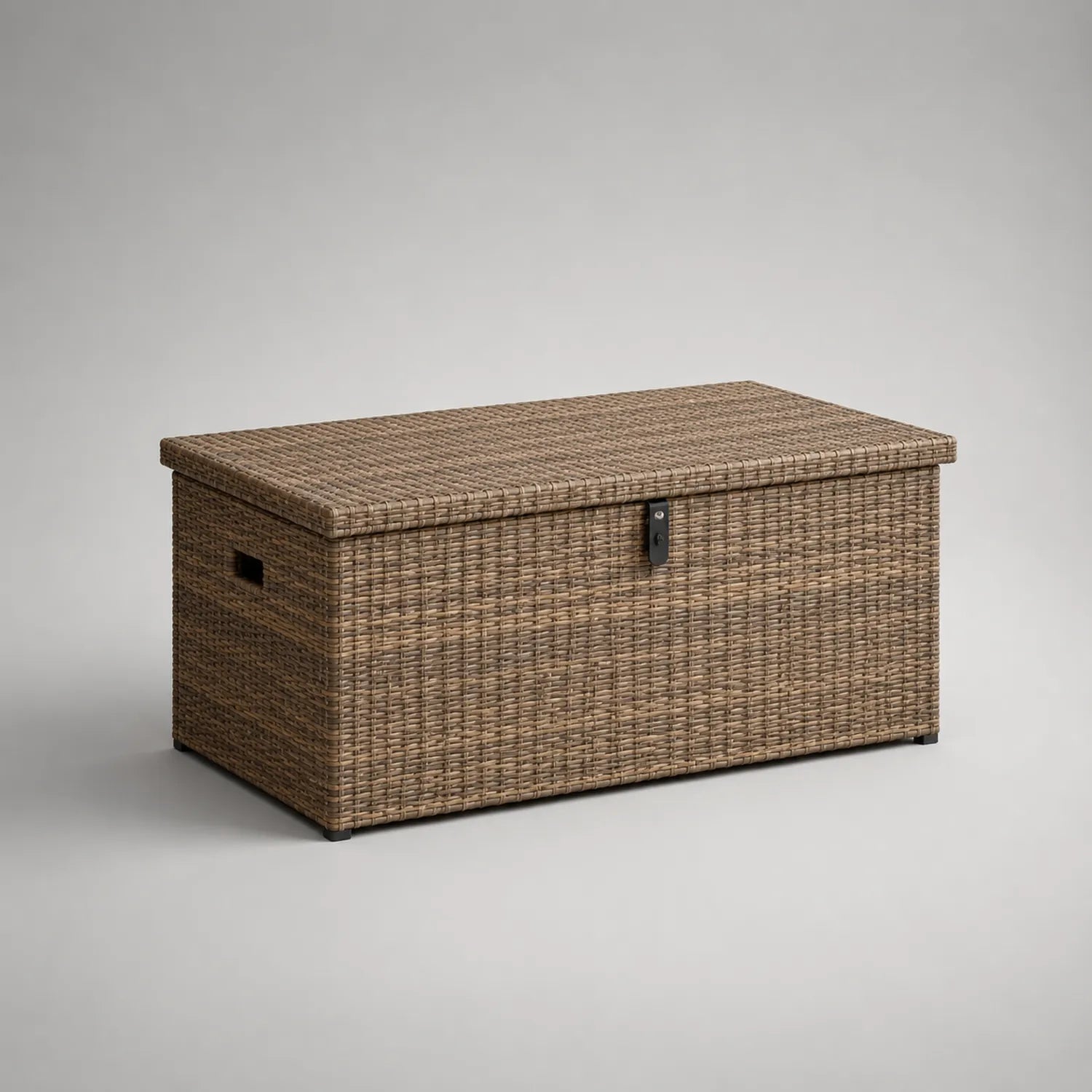 Garten Aufbewahrungsbox Polyrattan Braun mit Stahlrahmen 120x60x50 cm