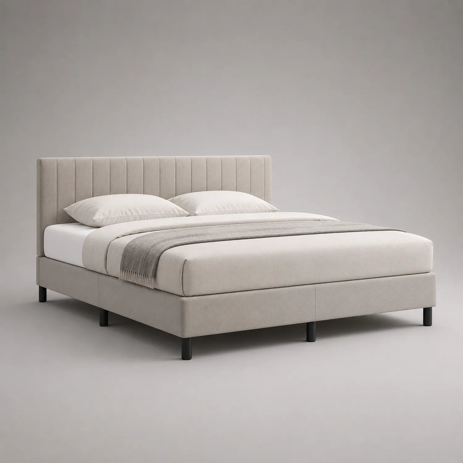Polsterbett 180x200 cm Metallbeine Polyester Beige