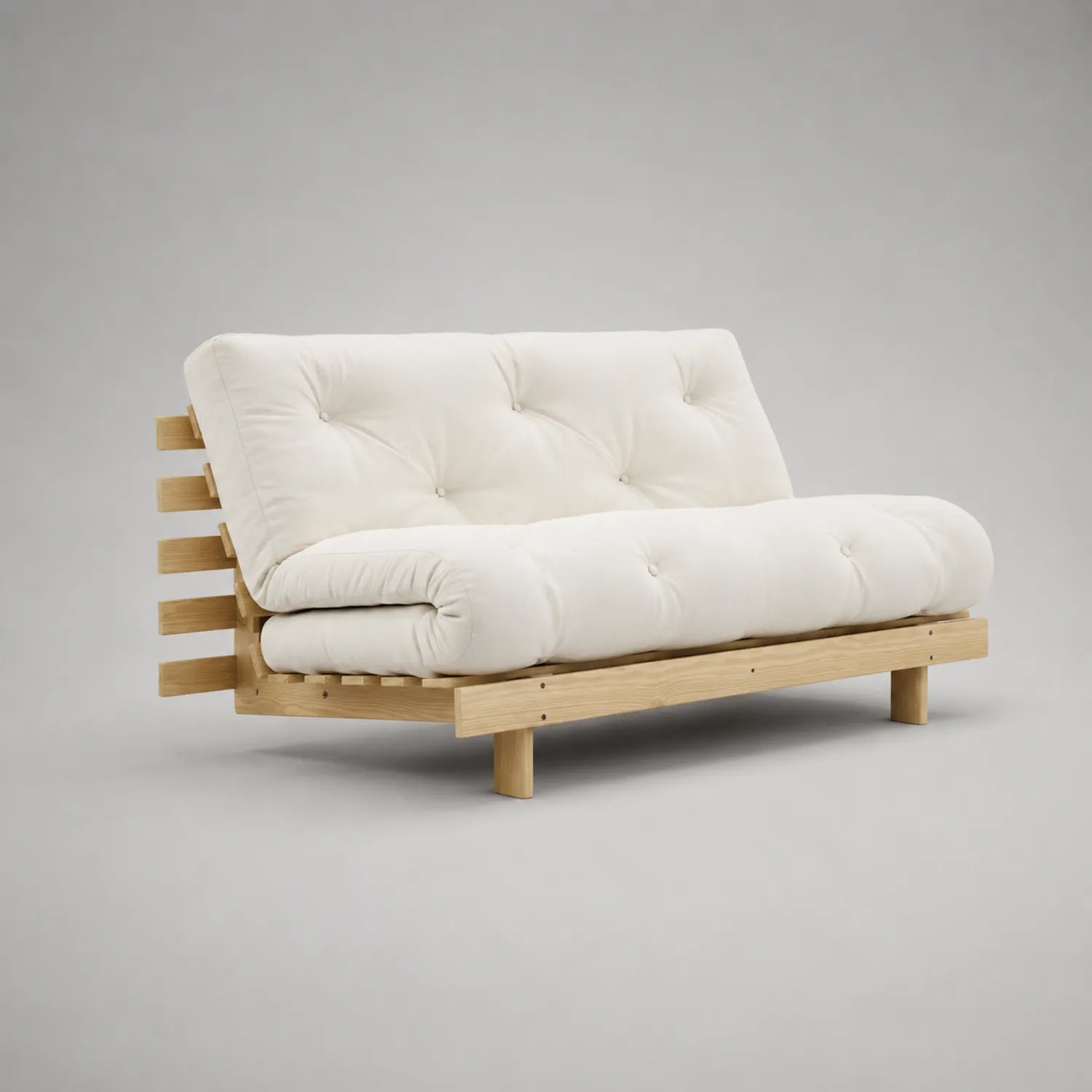 Sofa mit Holzrahmen und Baumwollpolsterung Beige 200x90x80cm