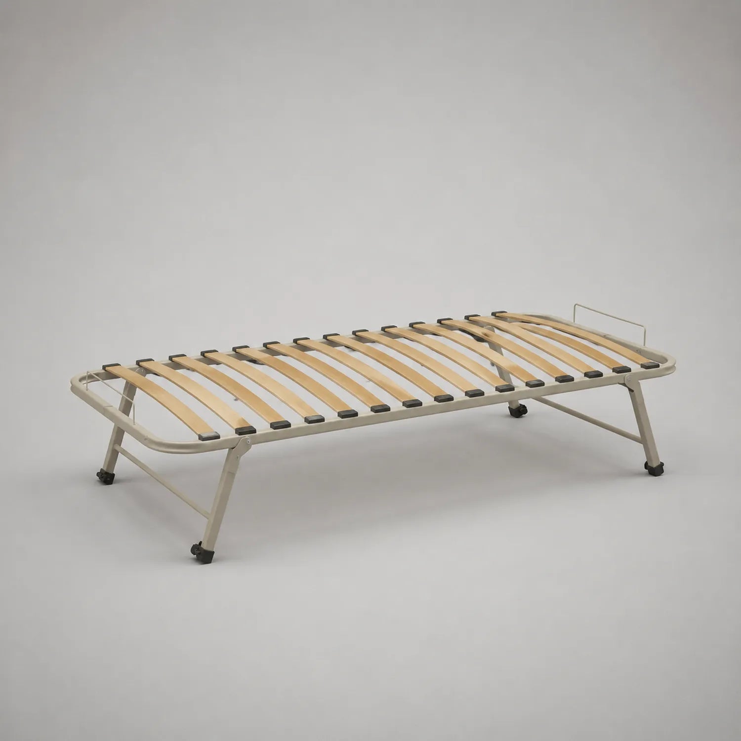 Klappbares Einzelbett mit Metallrahmen und Buchenlatten - 90x200 cm