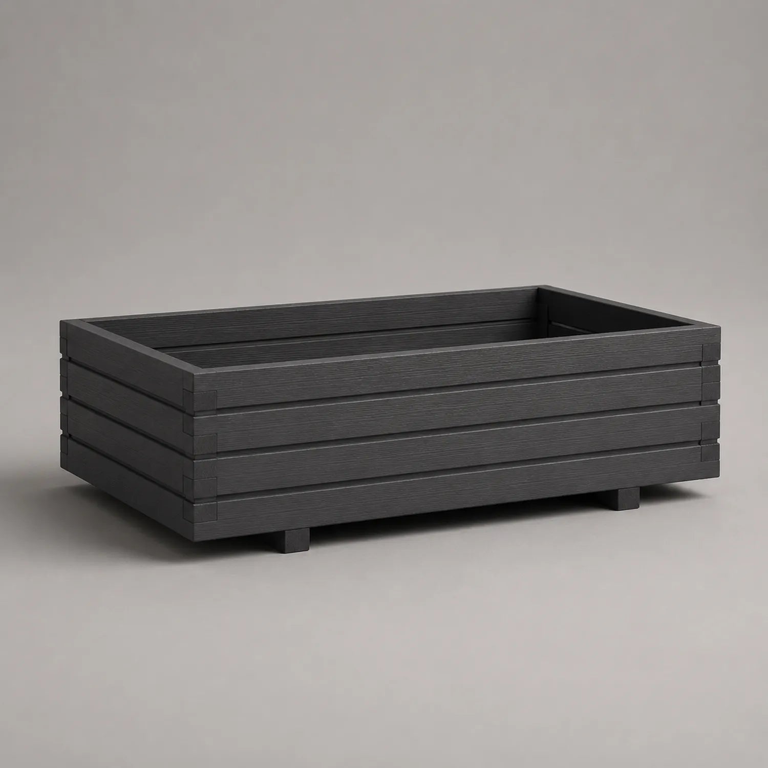 Rechteckiger Pflanzkasten aus Holz-Kunststoff-Verbund 100x50x30 cm Schwarz
