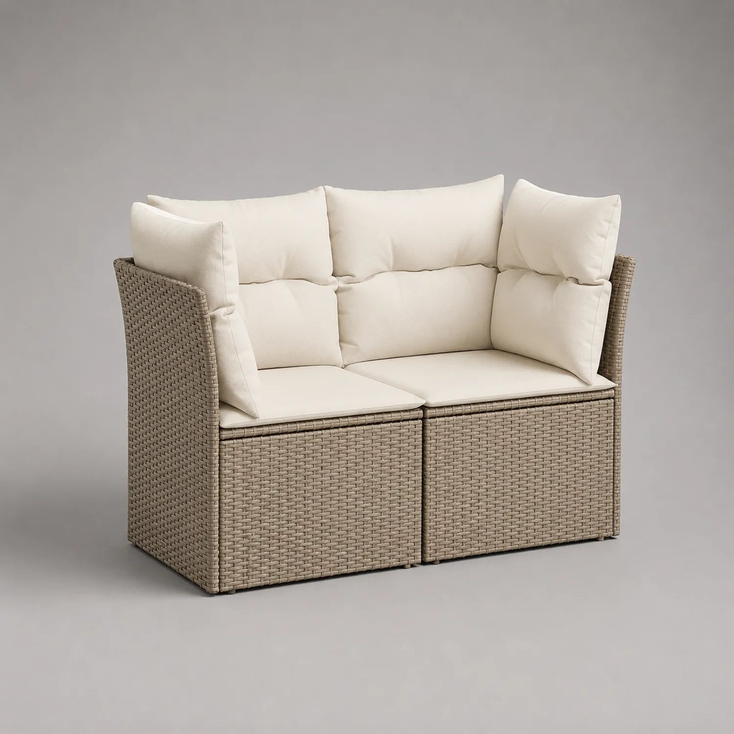 Gartensofa aus Polyrattan mit Kissen, Beige