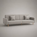 3-Sitzer Sofa Stoff Hellgrau Massivholzbasis