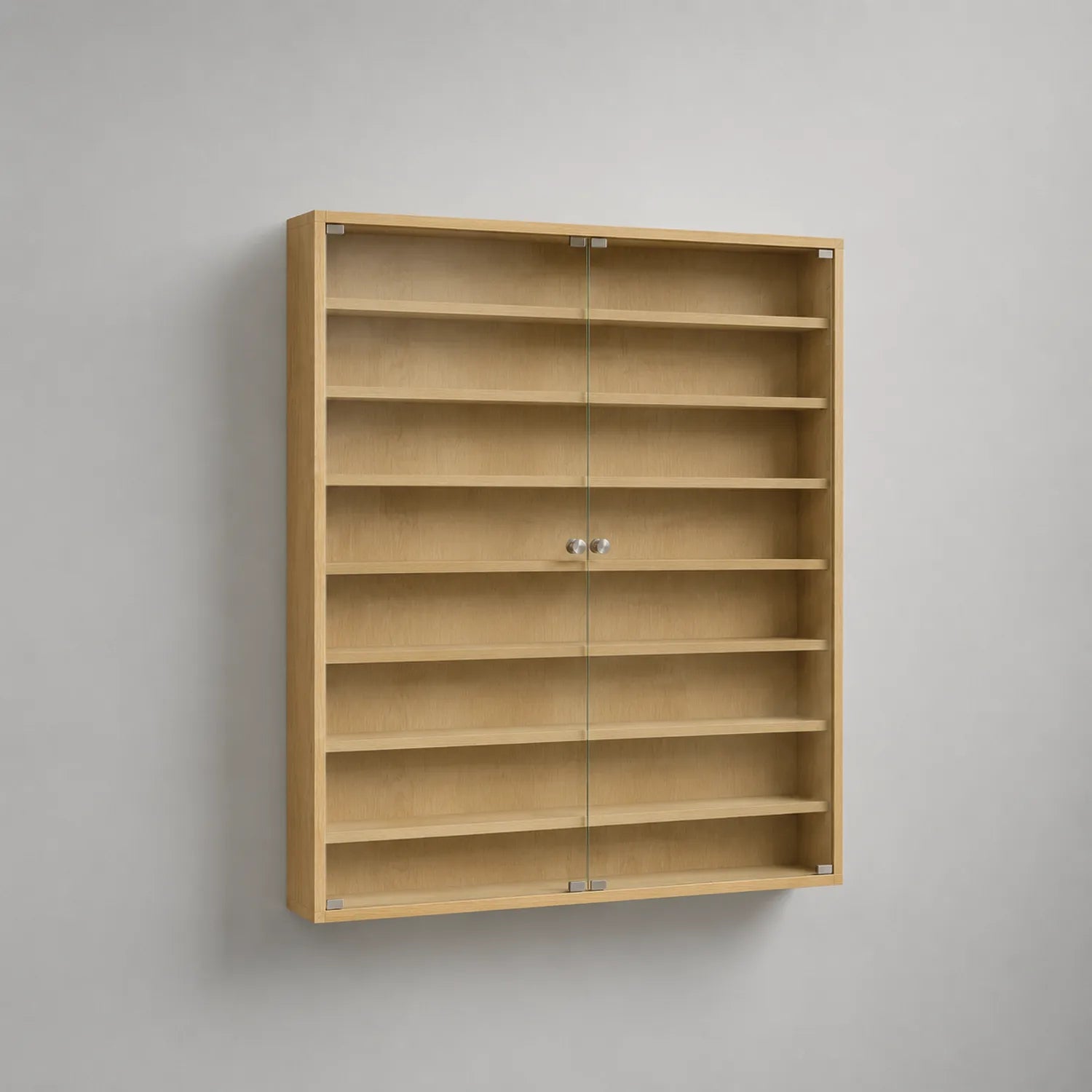 Holzvitrine mit Glastüren 90x120x15cm
