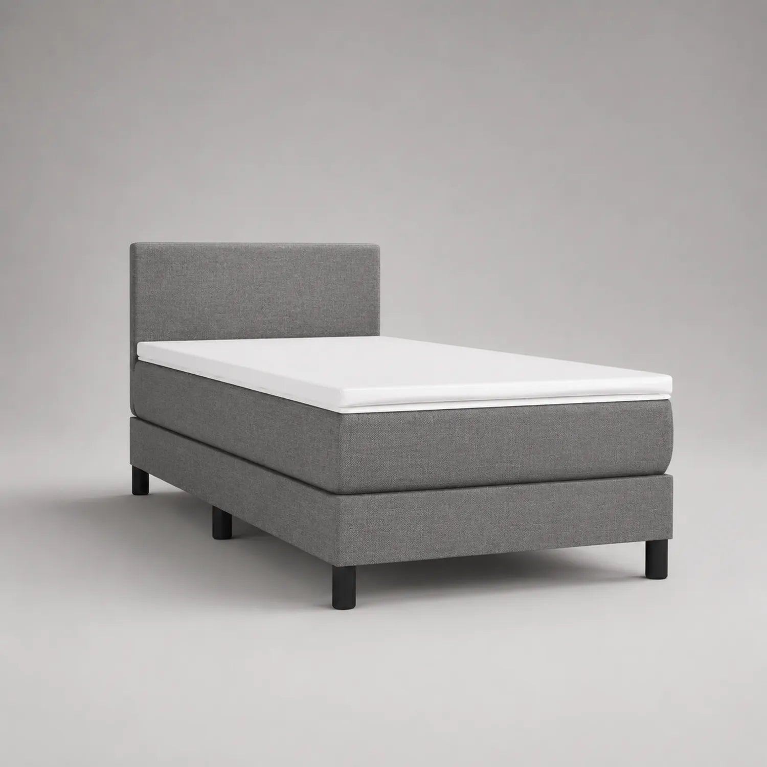 Einzelbett 90x200 cm Leinenstoff Grau