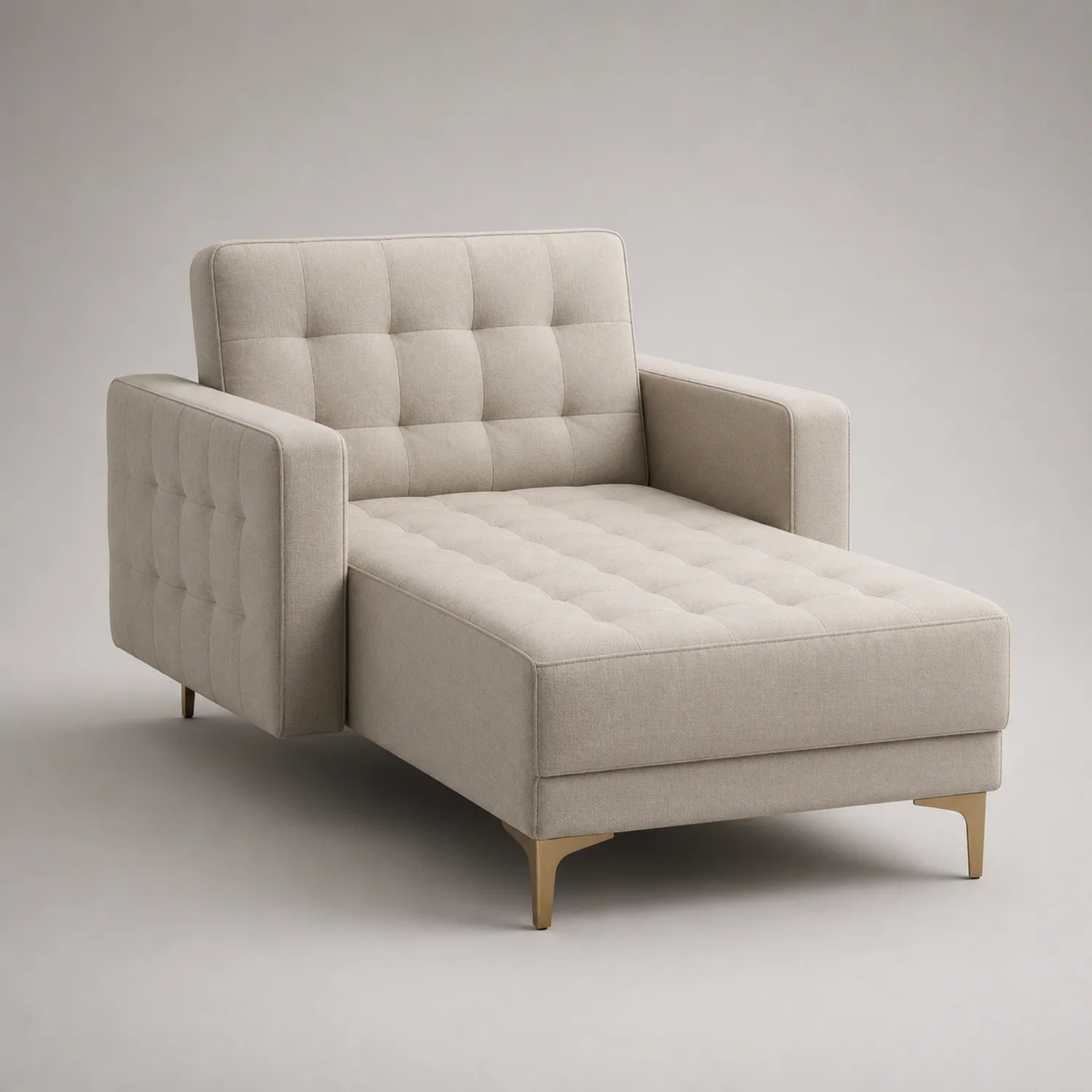Chaiselongue mit Stoffbezug, Polyester, Beige, Metallbeine