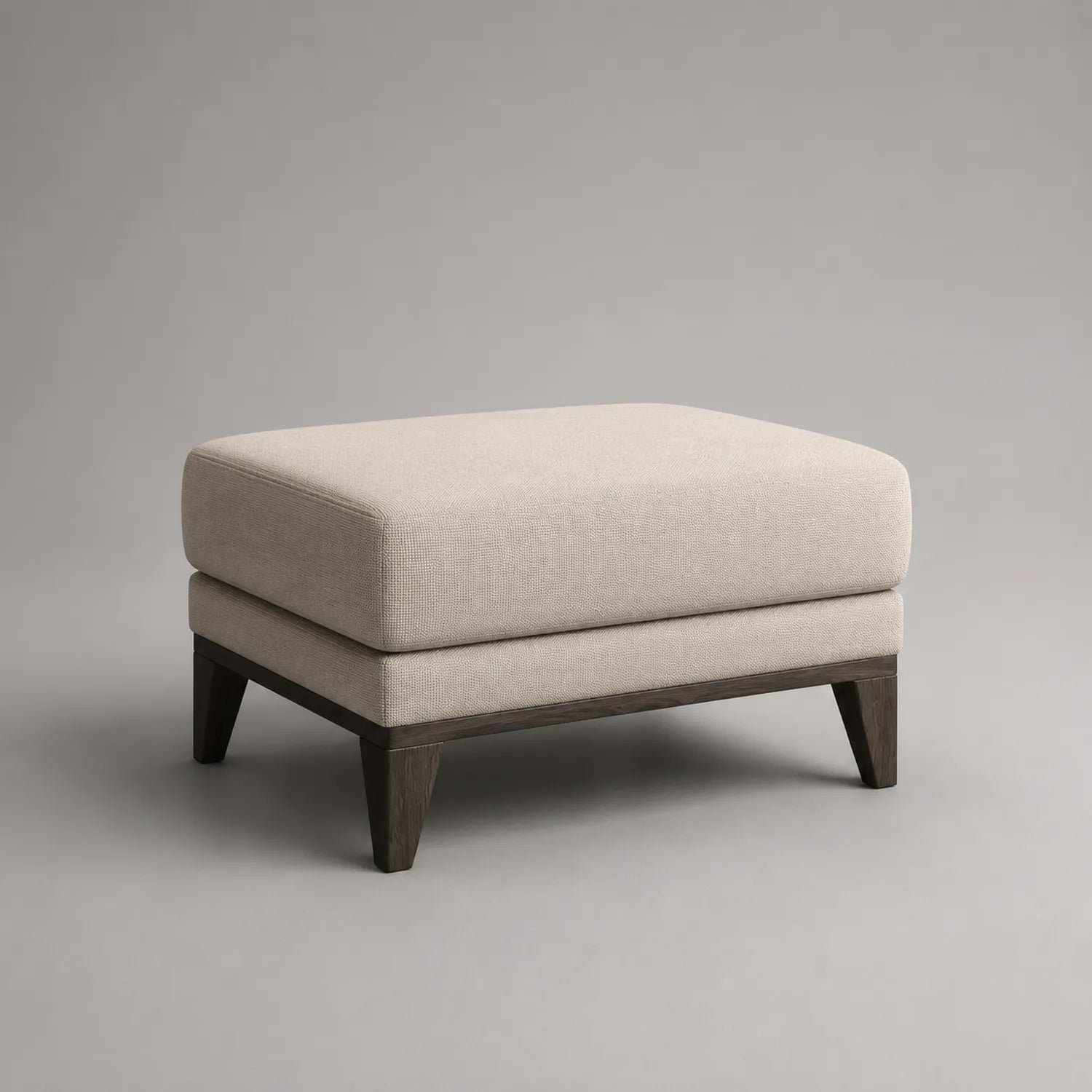 Rechteckiger Stoff-Fußhocker Beige Massivholz 65cm x 45cm x 40cm