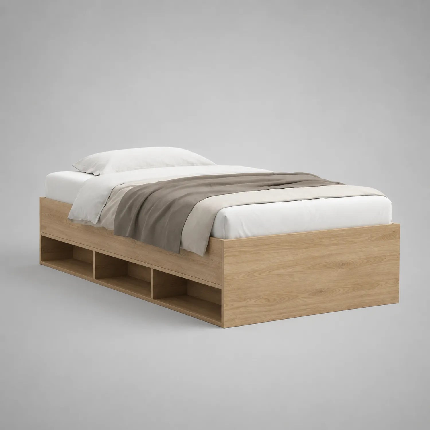 Einzelbett mit Stauraum 200x90cm Holz