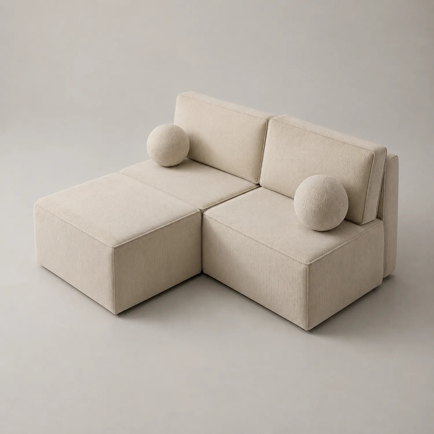 Modulares Stoffsofa-Set Beige 2-Teilig mit Polster