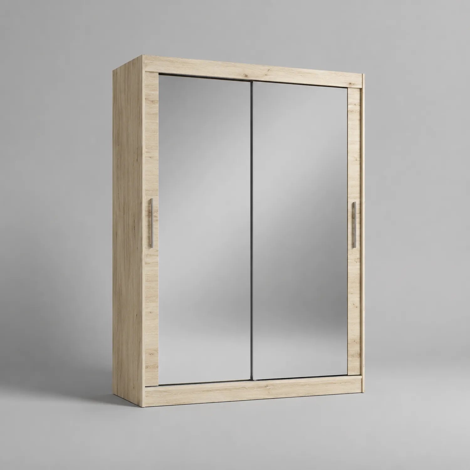 MDF Kleiderschrank mit Schiebetüren und Spiegelglas in Holzoptik 200x218x62cm