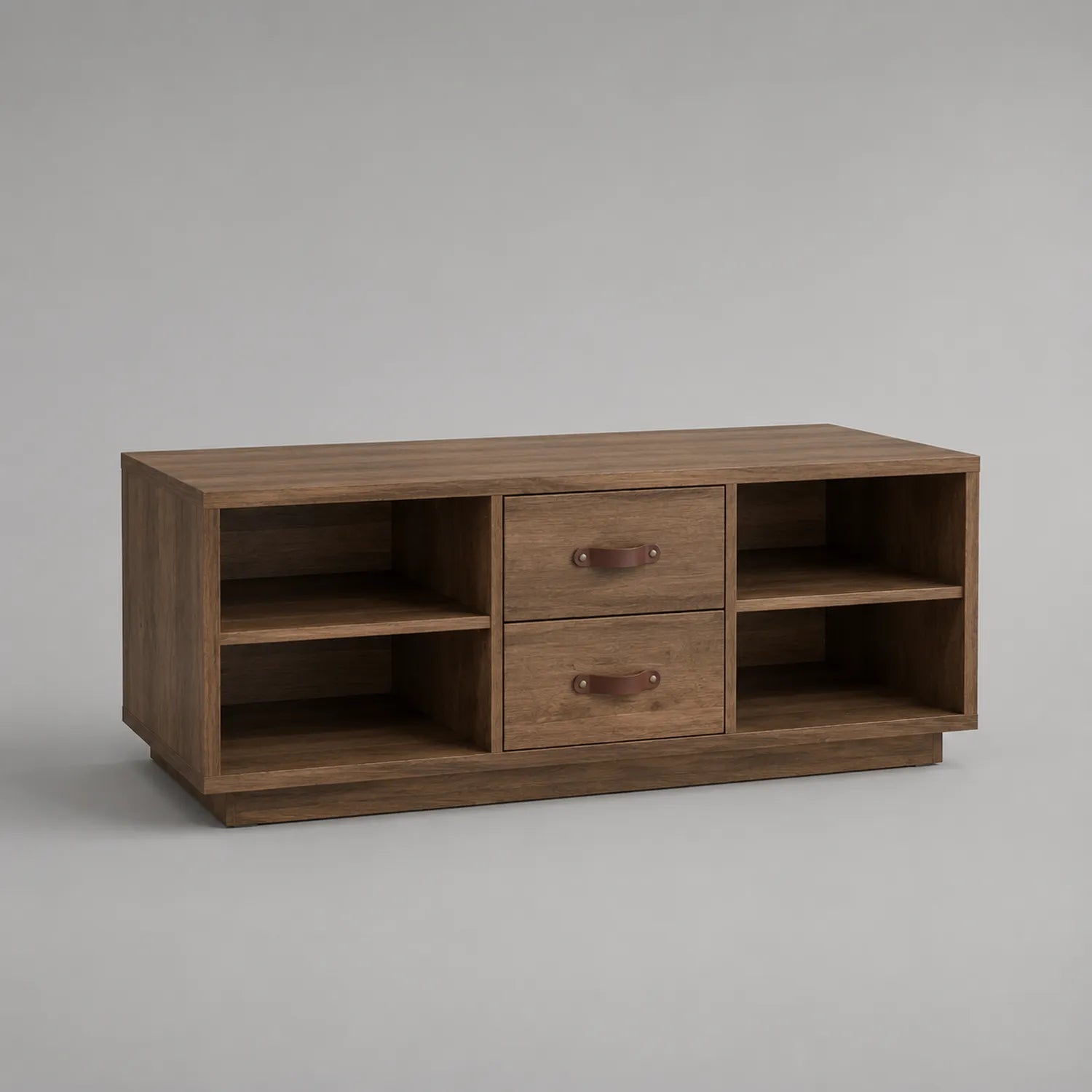 Holz Couchtisch mit Schubladen und Regalen, Braun