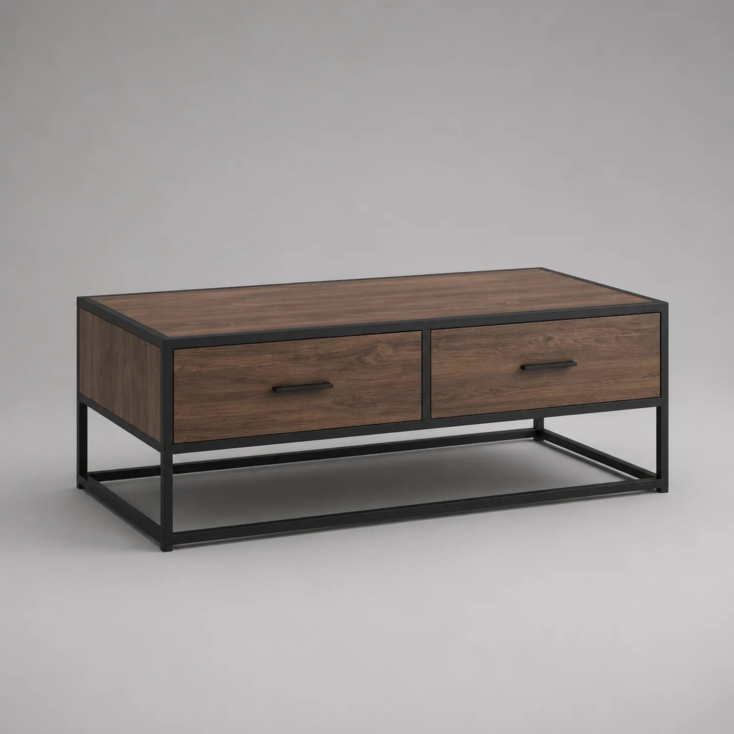Holzfurnier Couchtisch mit Metallrahmen Braun Schwarz