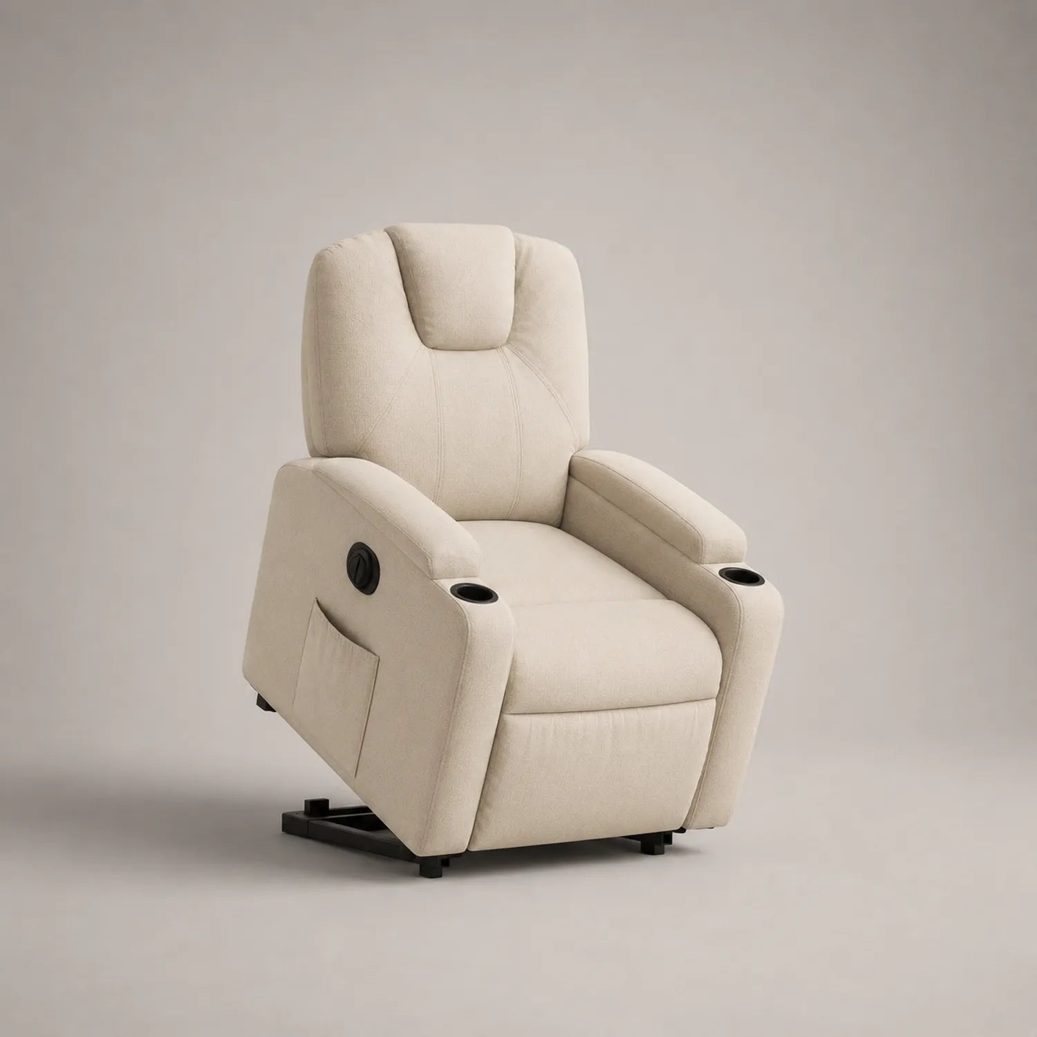 Relaxsessel Polyester Beige Elektrisch Verstellbar mit Becherhalter