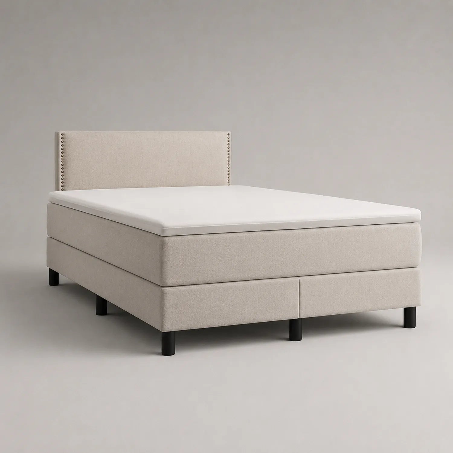 Boxspringbett 140x200 cm Leinen Holzbeine