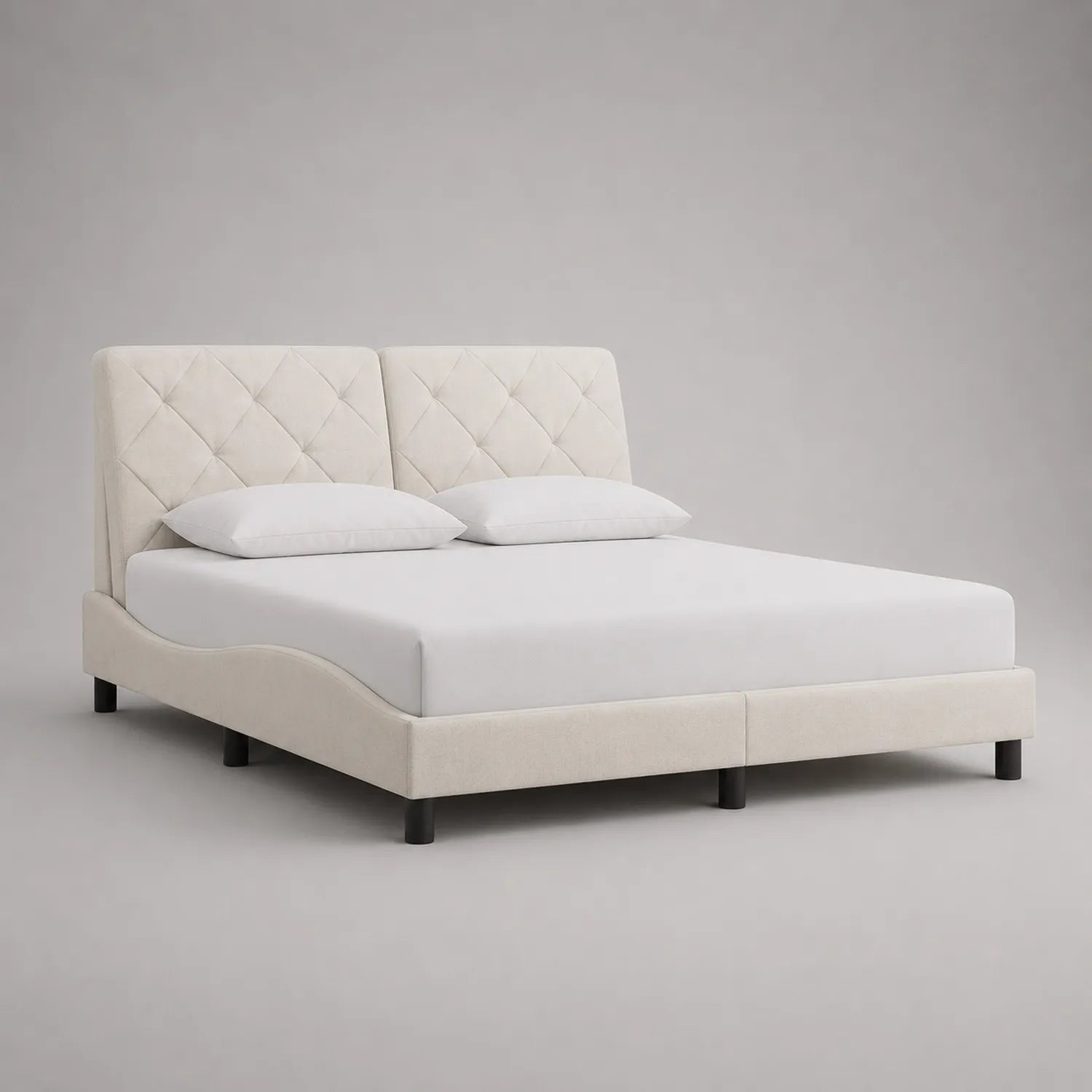 Doppelbett 180x200 cm Holzgestell Polsterbezug Beige