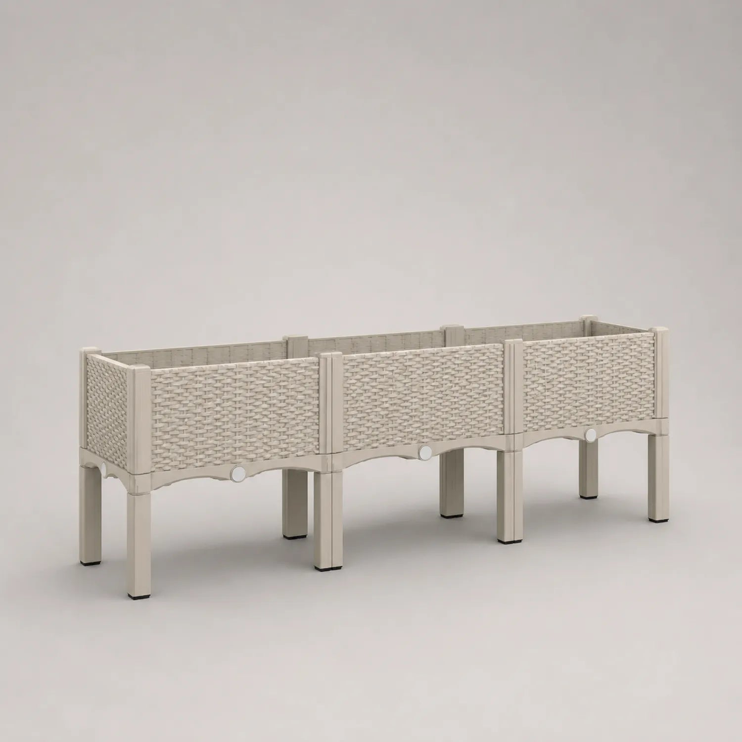 Hochbeet aus Kunststoff in Rattanoptik Beige
