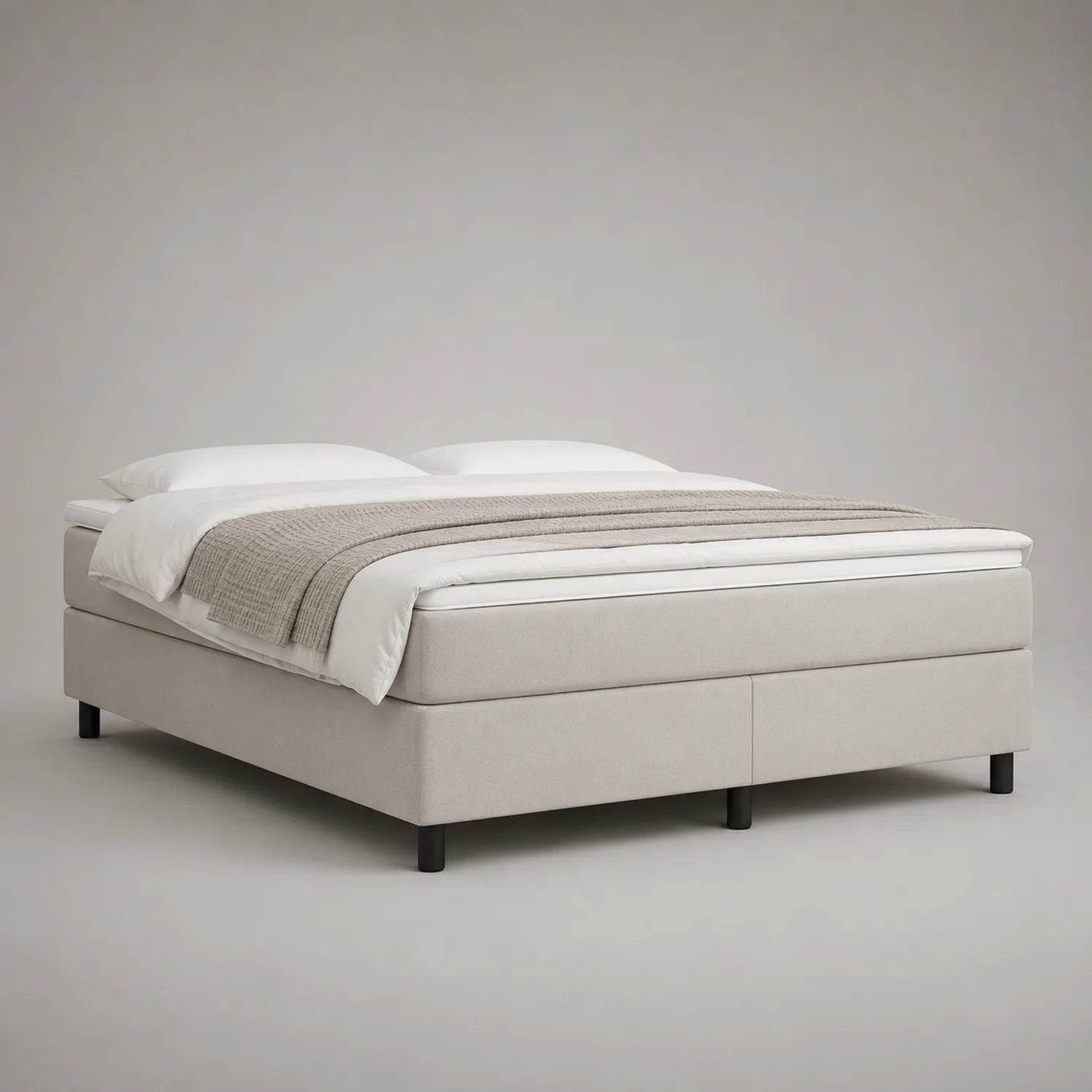 Boxspringbett 180x200 cm Beige Textil Metallfüße