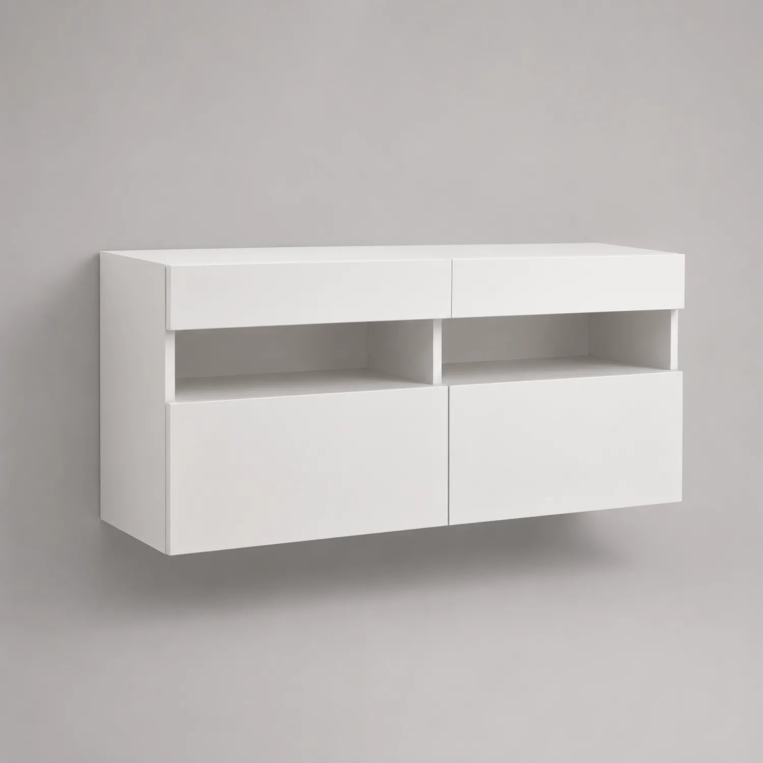 Wandmontiertes TV-Möbel mit offenen Fächern aus Holzwerkstoff 120 cm Weiß