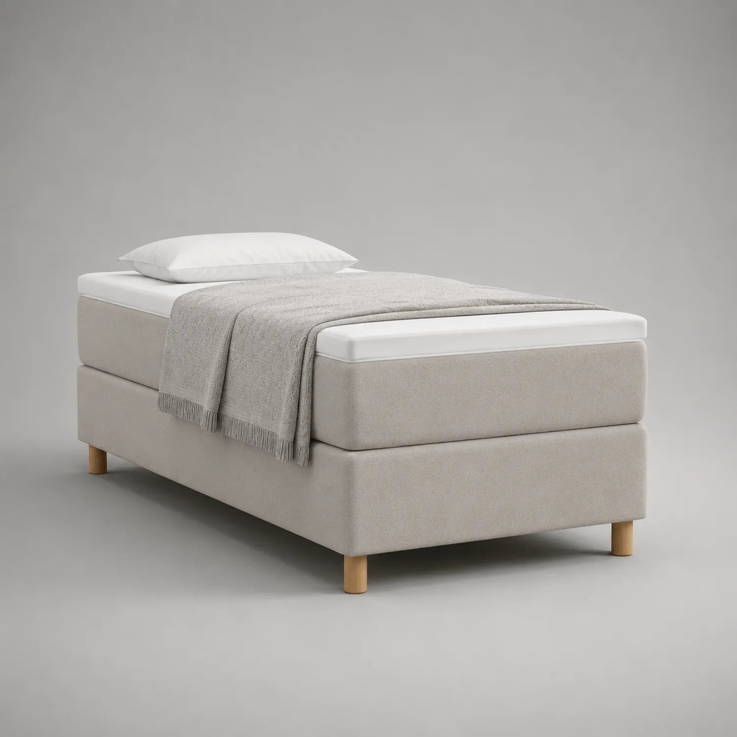 Boxspringbett 90x200 cm Beige Stoff Massivholz