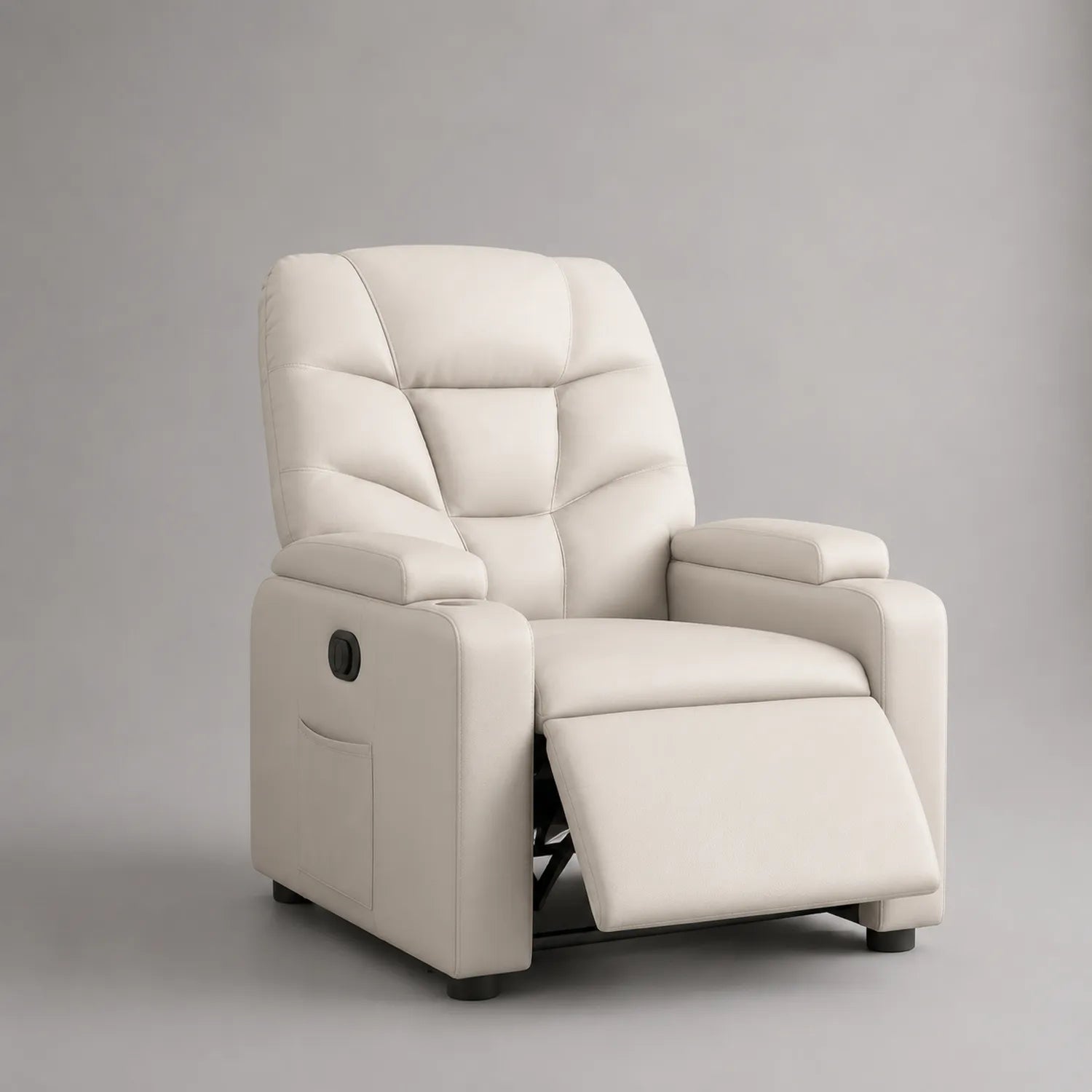 Relaxsessel Kunstleder Beige Verstellbar 102cm Höhe 85cm Breite 90cm Tiefe