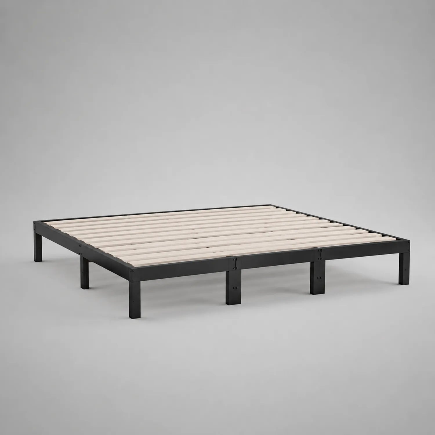 Metallbettgestell mit Kiefernholzlattenrost 160x200 cm Schwarz